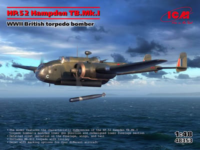 ICM Modelbouwpakket Militaire voertuigen - 48353 HP.52 Hampden TB.Mk.I WWII - Britse Torpedobommenwerper Plastic - 1:48 - Modelbouw