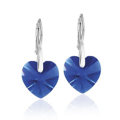 Montebello Oorbellen Kolby Blue - 925 Zilver Gerhod.- Swarovski Hart - 30x14mm