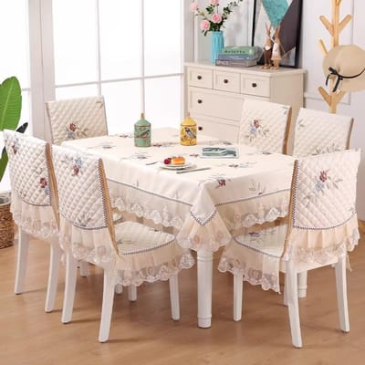 Eettafelkleed Stoelhoes Set Moderne Minimalistische Koffietafelkleed Stof Rechthoekig Tafelkleed Antislip Stoelkussen 150x200cm