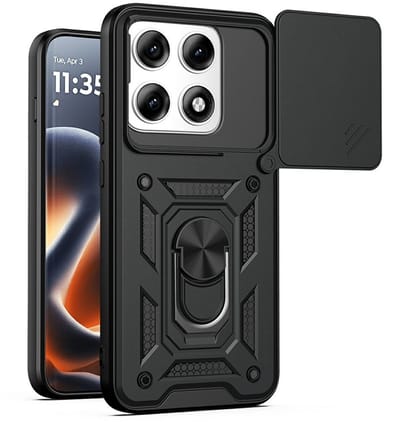 Coverup Hoesje - Geschikt voor Motorola Edge 70 Pro Hoesje - Coverup Armor Ring Kickstand Back Cover met Camera Shield - Zwart