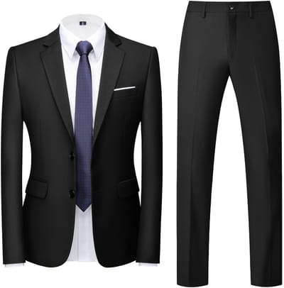 ALLTHEMEN Tweedelig Herenpak - Twee knoops Middenspleet Slim Fit - Zakelijke en Avondkleding - S
