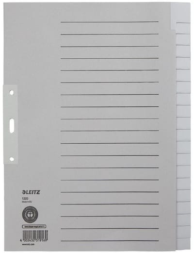 LEITZ tabbladen blanco A4 overbreed 10-delig grijs