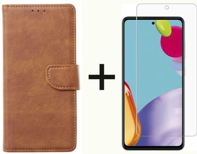 BixB Samsung A52 / A52s hoesje - Samsung Galaxy A52 / A52s screenprotector - BookCase Wallet - Bruin