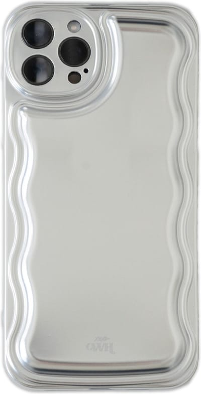 xoxo Wildhearts Wavy case Silver telefoonhoesje - Geschikt voor iPhone 12 Pro - Golvend hoesje - Silicone case met golven - Zilver