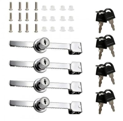 Dailygoods- Schuifdeurslot Hoofdsleutel - Set van 4 - Geschikt voor Glazen Deuren - Voor Vitrines - Geschikte Glasdikte 2-6 mm - Veelzijdig Gebruik - Glazen Deurslot