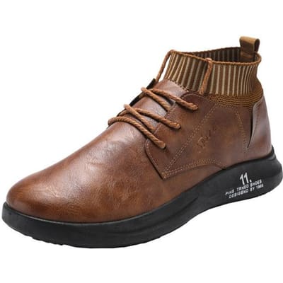 Bottines Martin Imperméables Homme Chaussures en Cuir Décontractées Style Britannique Bottines Extérieures Confortables Bottes Noires Botas Hombre 43 marron