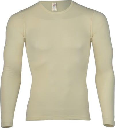 Engel Natur Heren Shirt Lange Mouw Zijde - Bio Merino Wol GOTS - gebroken wit 46/48M