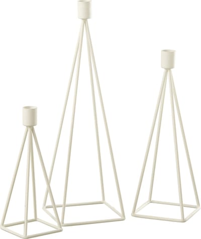 J-Line kandelaar - metaal - wit - 3 stuks