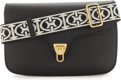 COCCINELLE Leren Schoudertas Beat Soft Ribb Crossbody Bag Noir Zwart