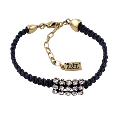 Behave - zwarte armband met fonkelsteentjes - elegante avondstijl