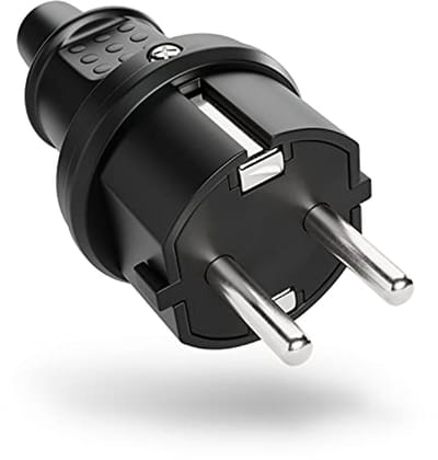 Rubberen stekker, anti-kromming, 250 V, 16 A, IP22, binnenshuis gebruik, zwart