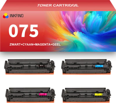 INKFIND 075 Zwart/Cyaan/Magenta/Geel tonercartridge compatibel met Canon 075 geschikt voor Canon i-Sensys MF664Cdw. MF667Cdw LBP646Cdw.LBP647Cdw/Color imageCLASS MF665Cdw/MF663Cdw/MF662Cdw,Color imageCLASS LBP647Cdw/S LBP646Cdw - 4-pack BKCMY