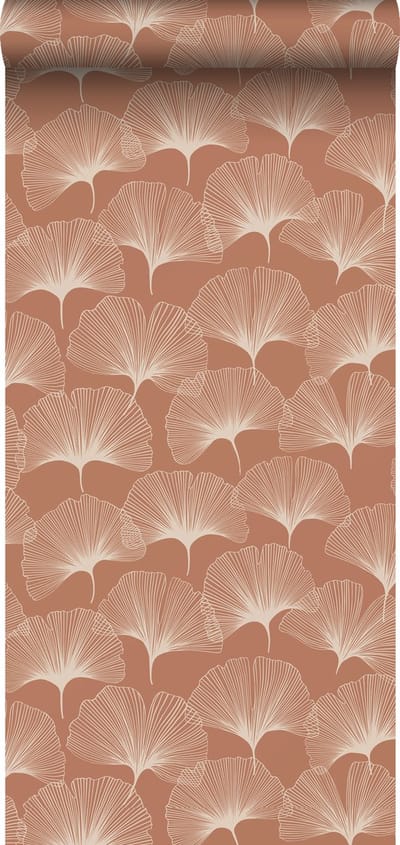 ESTAhome behang ginkgo bladeren terracotta - 53 cm x 10.05 m - 139371