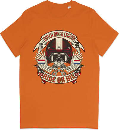 T Shirt Heren - Nederlandse Motor Legende - Ride or Die - Oranje - XS