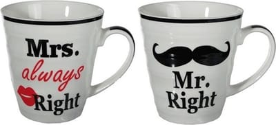 Koffiebeker set - Mr Right en Mrs Always Right - koffiemok - Huwelijk/Bruiloft/Valentijnsdag- cadeautje