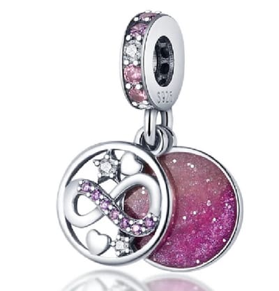 Infinity Bedel - 925 Zilver- Paarse Zirkonia - Bedelarmband - RomyStones