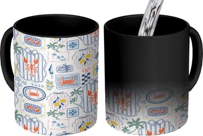 Magische Mok - Foto op Warmte Mokken - Koffiemok - Italiaans - Zee - Sfeer - Krab - Blauw - Multi - Magic Mok - Beker - 350 ML - Theemok