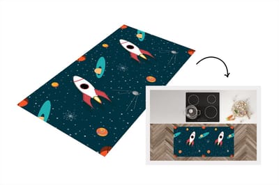 Keukenloper - Loper keuken - Raket - Ruimte - Kinderen - Design - 120x60 cm - Keukenloper vinyl