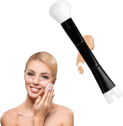 Nose Contour Brush - U-Shaped Makeup Brush - Nasal Contour Brush met Twee Einden - Pro Contour Duo Brush voor het Vormen en Definiëren van Neus, Wangen en Botcontouren (Zwart, Wit)