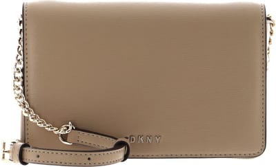 DKNY Leren Schoudertas Avondtas Bryant Full Flap Crossbody Jute Beige