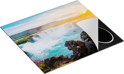Chefcare Inductie Beschermer Watervallen bij Zonsondergang - 60x50 cm - Afdekplaat Inductie - Kookplaat Beschermer - Inductie Mat