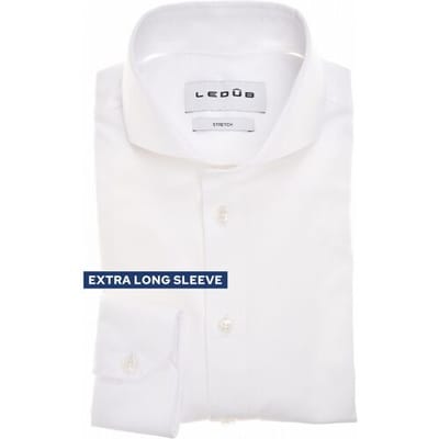 Ledûb Overhemd Slim Cotton Jersey Stretch Cutaway Collar Mouwlengte 7 Wit / male