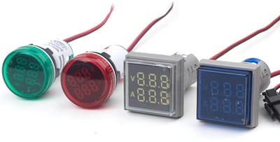 Digitale Voltmeter - Ampèremeter - Stroom Meten - Dubbel LED Display - 22 mm - Wit