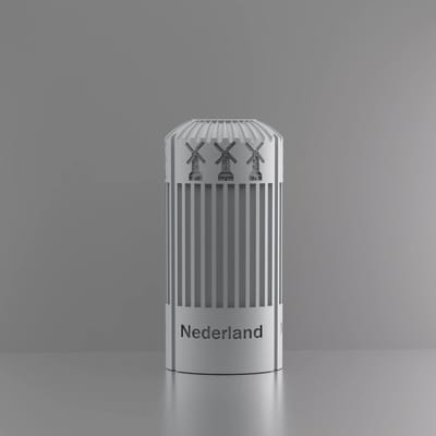 3d-gezellig Napels met molen + tekst Nederland - Vaas - Grijs - Maat 25 cm - 100% gerecycled PLA (bioplastic)