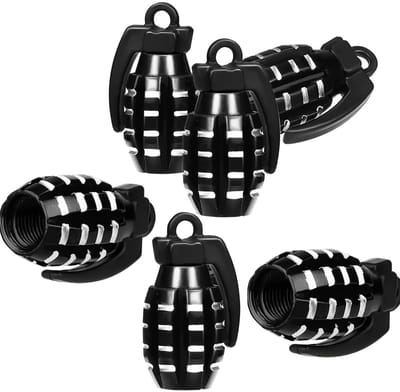 Pack of 6 Car Valve Caps Pomegranate Shape Metal Valve Caps Dust Caps Car Tire Dust Caps for Car Bicycle Motorcycle (Black)