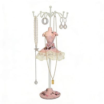Dailygoods- Sieradenstandaard Prinsessenjurkmodel - Sieradenorganizer - Oorbellenhouder - Halskettingenhouder - Ringenhouder - Kunsthars, 21 cm hoog - Sieradenhouder