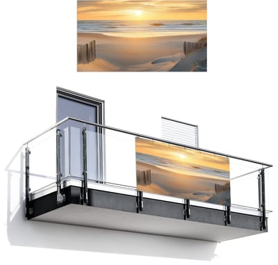 Balkonscherm 200x110 cm - Balkonposter Strand - Duinen - Zonsondergang - Balkon scherm decoratie - Balkonschermen - Balkondoek zonnescherm