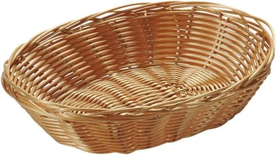 Brood- en fruitmanden set van 10 - Kunststof vlechtwerk, water- en vaatwasmachinebestendig, 24x20x6 cm - Bruin