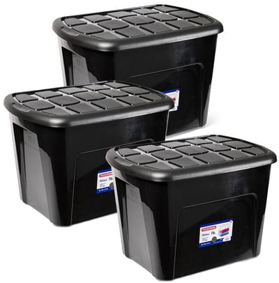Plasticforte opberg kist met deksel - 3x - Multi Purpose Box - 75 liter - 60 x 42 x 43 cm - kunststof - transparant