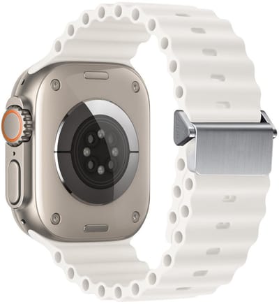 Siliconen bandje - geschikt voor Apple Watch 1/2/3/4/5/6/7/8/9/SE (2) met maat 38 mm / 40 mm / 41 mm en Watch 10 (42 mm) - elastisch in ocean stijl - wit