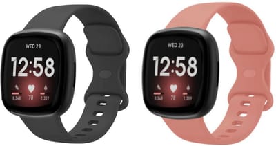Strap-it 2-Pack Siliconen Smartwatch Bandjes (Roze & Zwart) – comfortabel & zweetbestendig – geschikt voor Fitbit Versa 3/4 & Sense/Sense 2 – Maat S