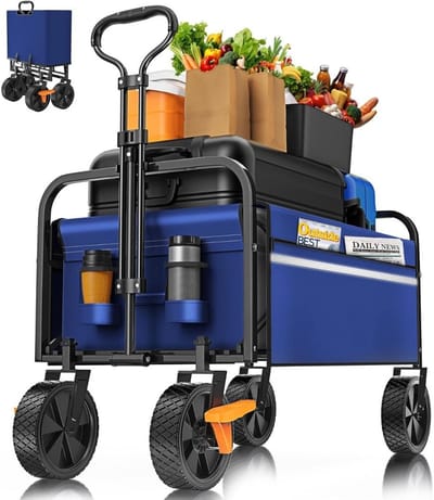 DailySupplies® Bolderkar Opvouwbaar Luchtbanden - Strandwagen - Bolderwagen - Blauw