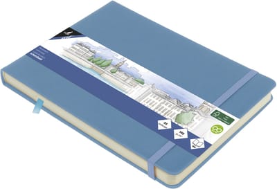 Kangaro schetsboek - A5 landscape - sky blue - met elastiek en lint