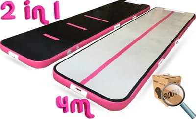 YouAre AirTrack Pro 4.0 | 4 meter — 15cm dik | incl. 800 Watt STERKE miniblower | Turnmat | Gymnastiek | Gymmat | Speelmat | Yogamat | Opblaasbaar | Waterproof | 4m Gym fitness mat opblaasbaar met elektrische lucht-pomp