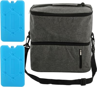 Gele koeltas - Geïsoleerde lunchbox - Maaltijden vers houden - Tweekamer ontwerp - 13 liter - Grijs