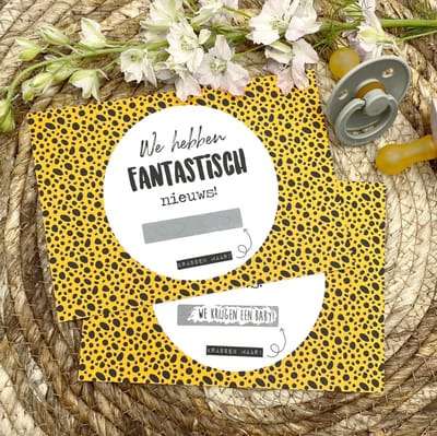 Kraskaart Baby - We krijgen een baby - Vertellen zwanger - Inclusief kraft envelop - Kleur