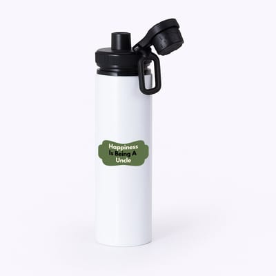 Hacebo® - happiness is being a uncle waterfles met draaidop zwart - Oom - de liefste oom - verjaardag - cadeautje voor oom - oom artikelen - kado - geschenk - water fles - 850ML