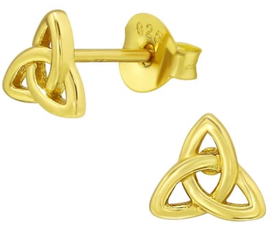 Joy|S - Zilveren Keltische driehoek oorbellen - 6.5 mm - oorknoppen - gold plated
