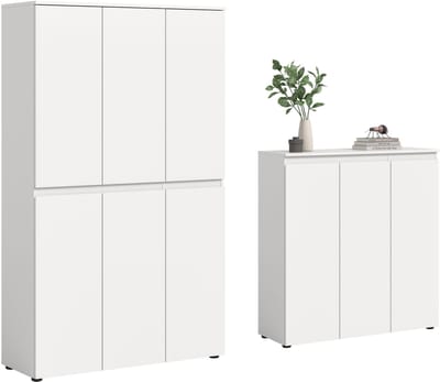 Universele kast in wit - 22 schappen en kleiderstang - 175x175x37 cm