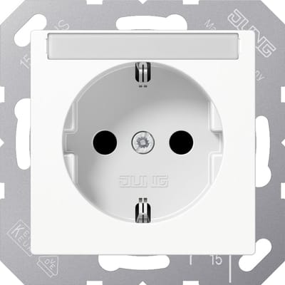 JUNG A500 Wandcontactdoos Met Tekstveld 16A 250V (Europese Stekkerdoos) - A1520NBFNAWW