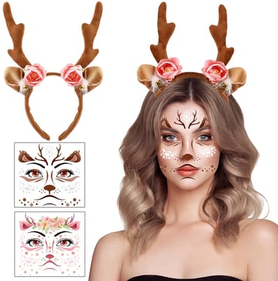 Dailygoody - Haarband hertengewei - Halloween kostuum - Bruin - Hertengewei - Perfect voor Kerst en Carnaval - Dames haaraccessoire
