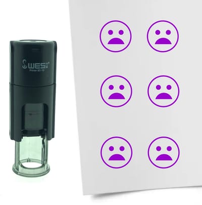 CombiCraft Stempel Smiley Geschokt 10mm rond - Paarse inkt