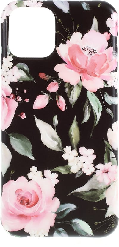 Peachy Hoesje Case Bloemen Bladeren Flowers Natuur TPU Flexibel Schokabsorberend geschikt voor iPhone 11 - Zwart
