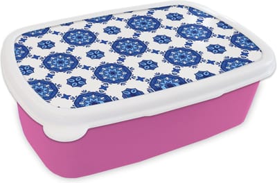 Broodtrommel Roze - Lunchbox - Brooddoos - Portugal - Bloemen - Design - 18x12x6 cm - Kinderen - Meisje
