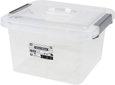 Urban Living Opberg box - 6 liter - 27 x 25 x 16 cm - deksel en clips - waterdicht - tuin/schuur/kast
