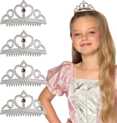 Boland - Set 4 tiara's Prinses - Één maat - Kinderen - Vrouwen - Prinsen en Prinsessen